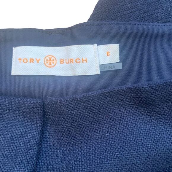 Tory Burch Navy Blue Straight Leg Trousers Lightweight Crepe Tailored Pants - Picture 10 of 14